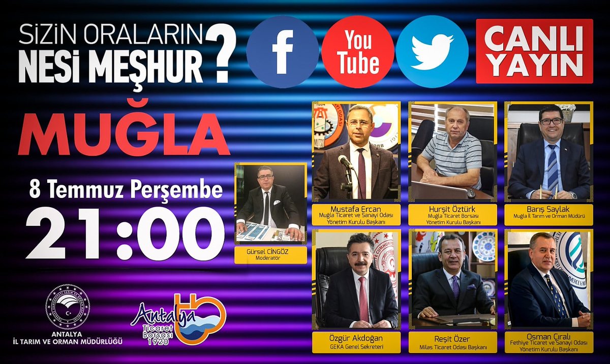 muglatarim's tweet photo. Bizim Buraların Meşhur Ürünlerini Antalya Tarım ve Orman İl Müdürlüğünün hazırlayıp sunduğu "Sizin Oraların Nesi Meşhur?" programında anlatıcaz. İzlemenizi Tavsiye Ederiz.

📍 Antalya Tarım Online (Youtube Kanalı)
📆08.07.2021
🕘21:00
📍https://t.co/h9a7ZaFVLn
@barissaylak https://t.co/DW6AIOBYDG