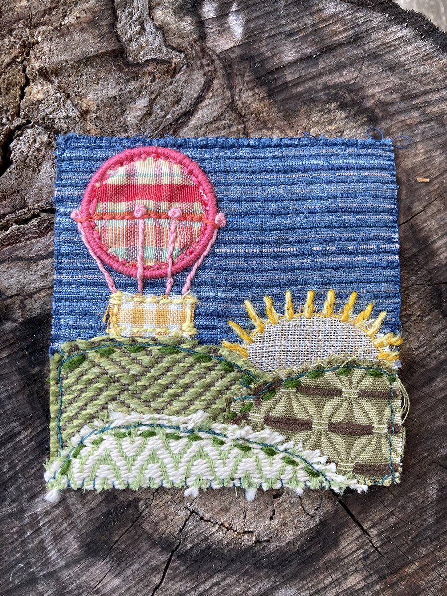 ImperfectionsN's tweet photo. Hidden somewhere between Austin and Fredericksburg by @JackiePaper18.  

Embroidery on various fabrics and felt.  Fabrics from @AustinReuse.

#CraftInPublic 
#stitches4austin 
#embroidery https://t.co/HwO3faH1C4