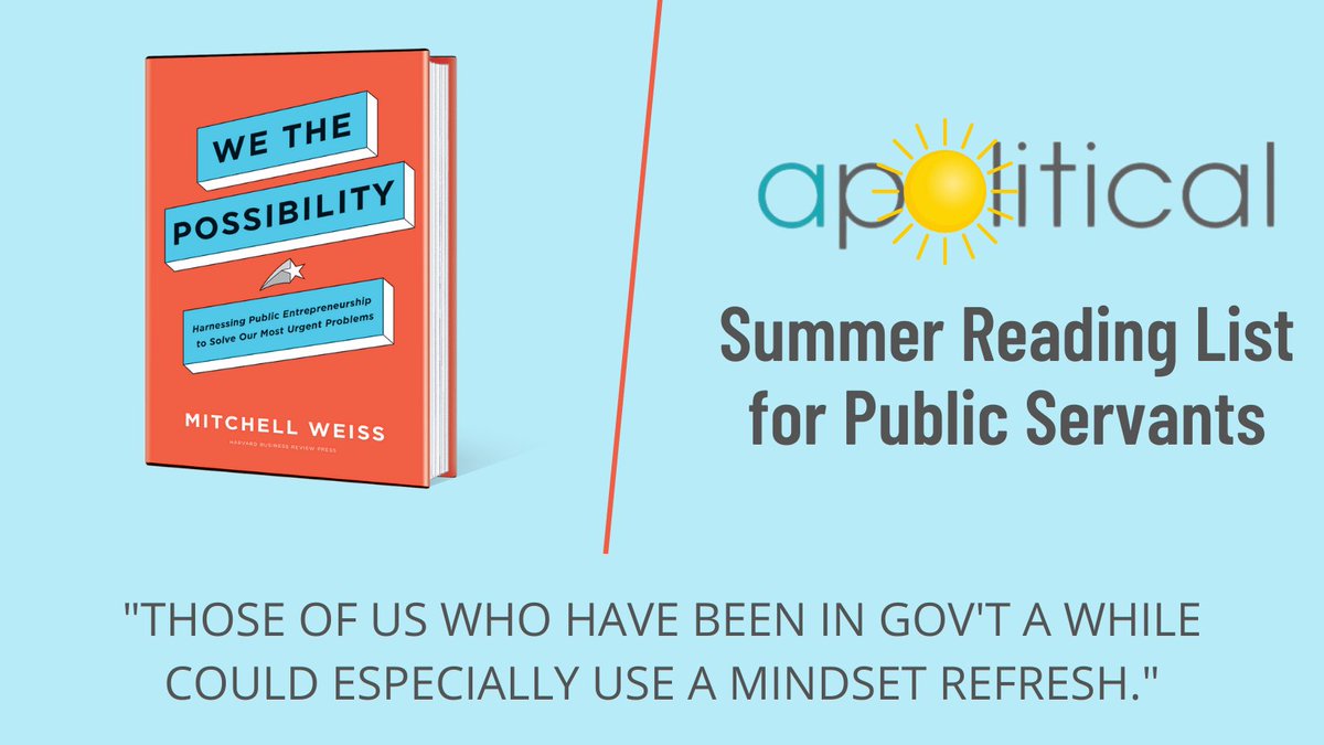 Yes the <a href="/apoliticalco/">Apolitical</a> summer reading list includes Kafka, blockchain, and We the Possibility. THANK YOU apolitical community. 

What to read this summer: A list for public servants 📖 apolitical.co/en/what-to-rea… via <a href="/apoliticalco/">Apolitical</a>
