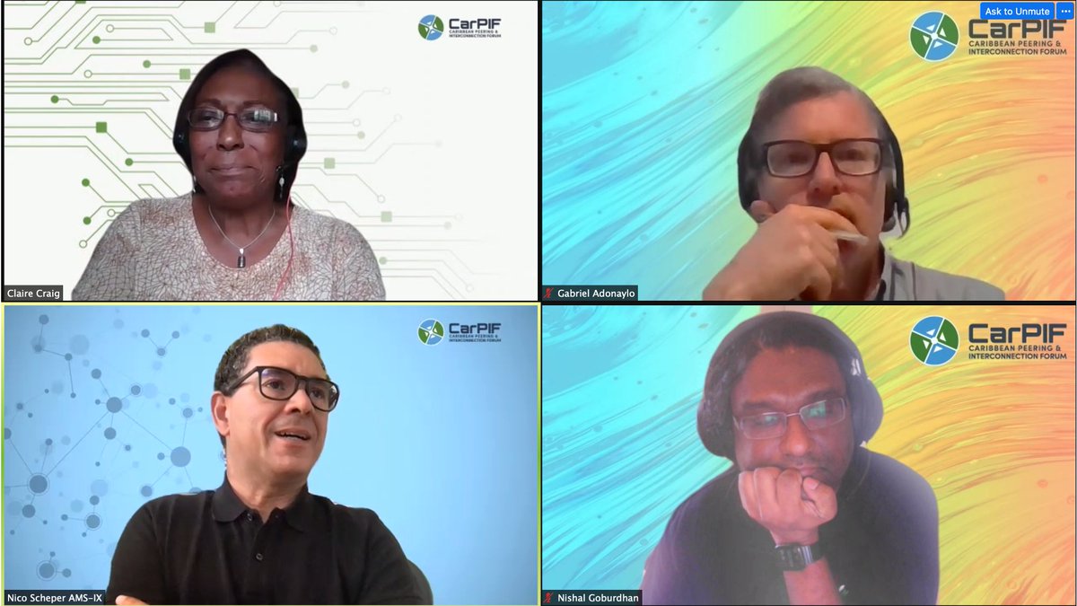 caribpeer's tweet photo. #CarPIF7 Panel discussion on Peering Through The Pandemic now in progress. View leading peerign coordinators share IXP experiences from around the world featuring @AMS_IX
@PCHglobal and @lac_ix  View online at: https://t.co/bA2dcVbmAz https://t.co/J6PCft700K
