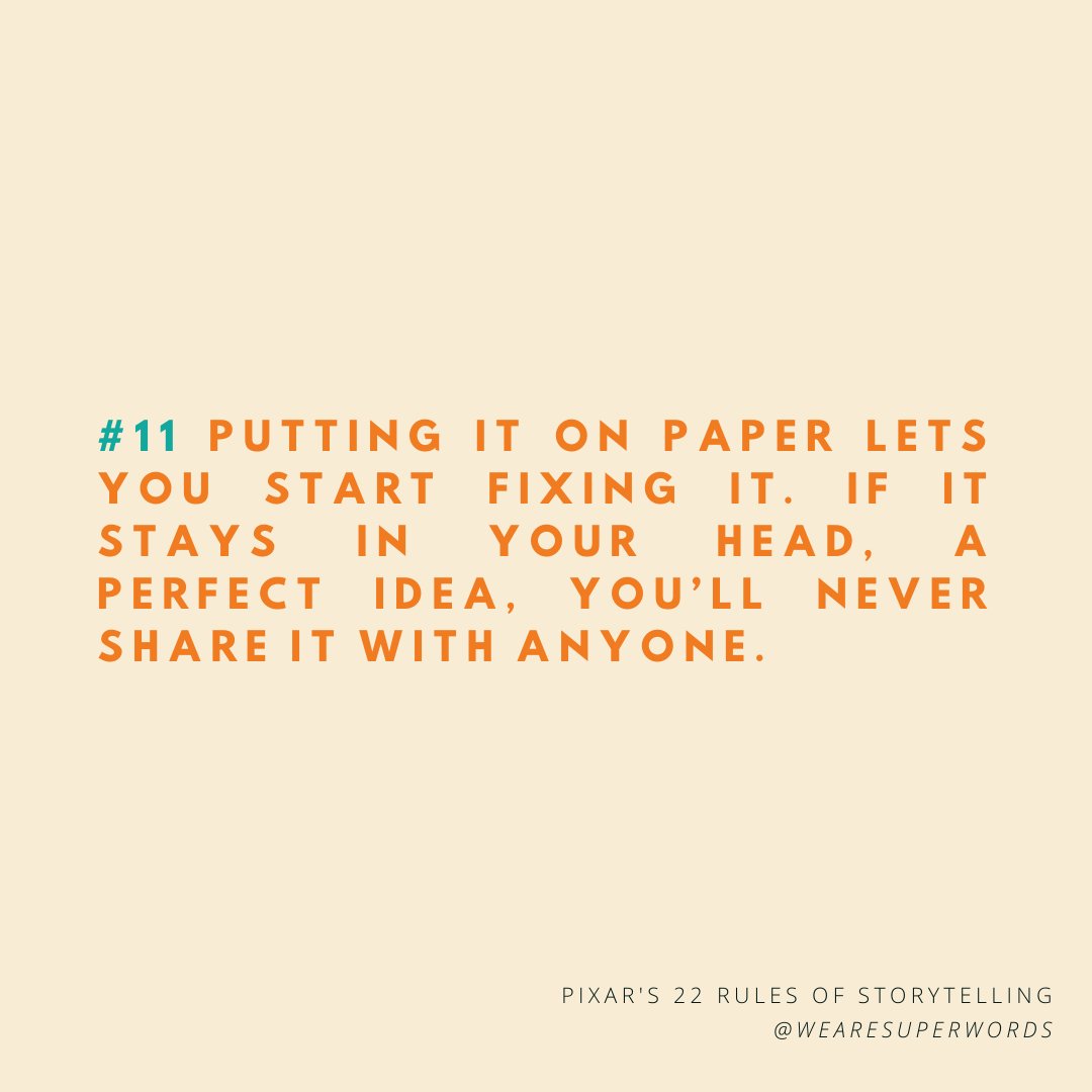 We’re taking you through #Pixar's 22 Rules of #Storytelling one by one to help YOU craft your own #SuperPixar content! Like this post and then put that idea on paper… Now! Go! Seriously!