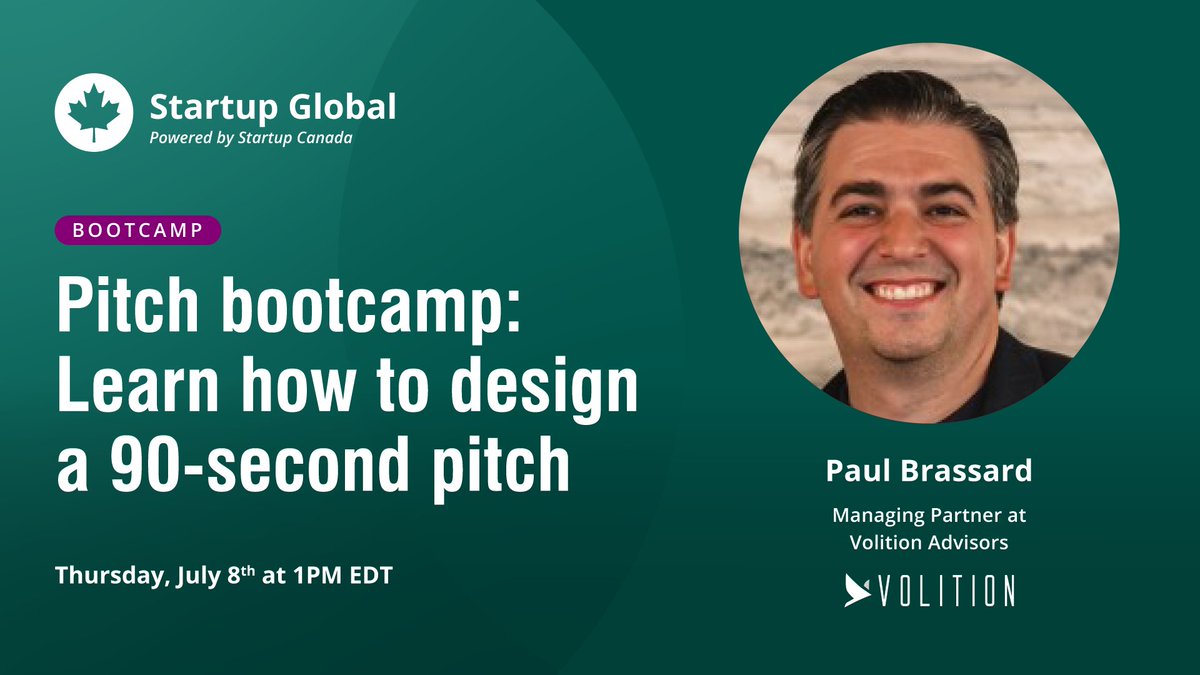 Our Pitching Bootcamp is happening tomorrow! Hosted by <a href="/thisisvolition/">Volition</a>, you can expect to learn how to design a compelling 90-second pitch online, using their pitch-building technique 🙌. 

Signup through our portal 👉 ow.ly/3wm650Fpgmz
#StartupGlobal #StartupGlobal2021