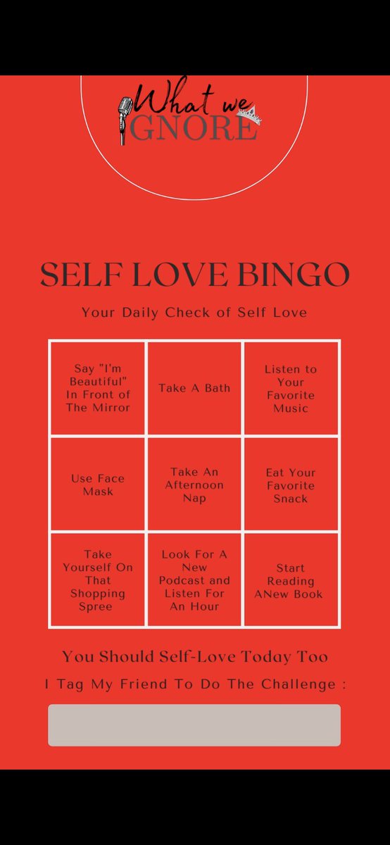 whatweignore's tweet image. Join the 8 week self love challenge. Be sure to @whatweignore in what you will be doing this week!#wewontignore #letsdiscussit #selfcare