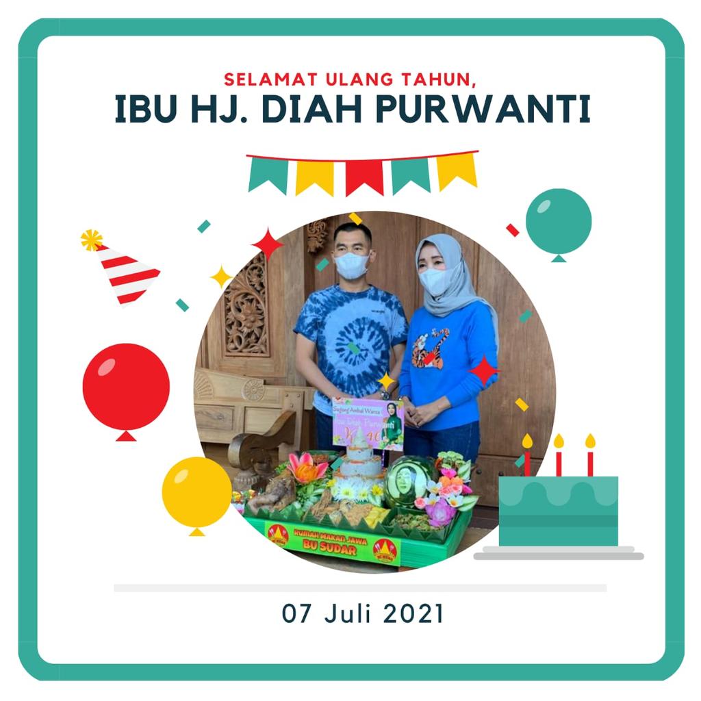 Selamat ulang tahun untuk Ibu Hj. Diah Purwanti
Semoga panjang umur dan sehat selalu.

#HBD46BuDiahPurwanti