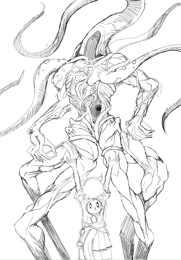 邪神様系描いてはラフで終わってるパターンが多い…。まぁあんまり反響がない+カロリーが高い…。 
