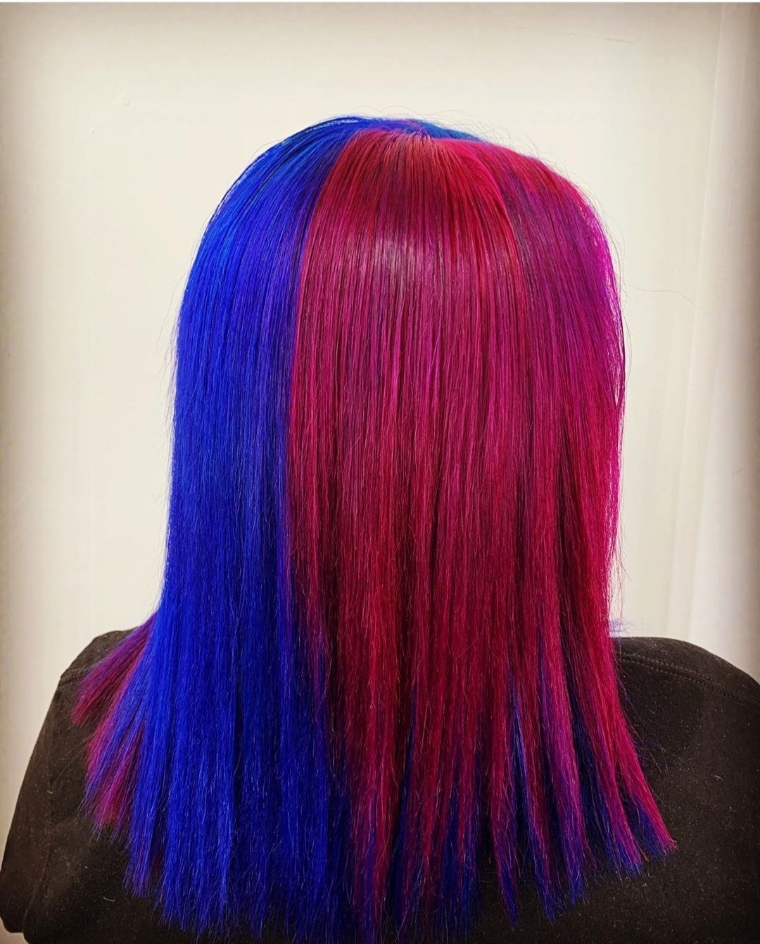 Half Red Half Purple Neon Hair