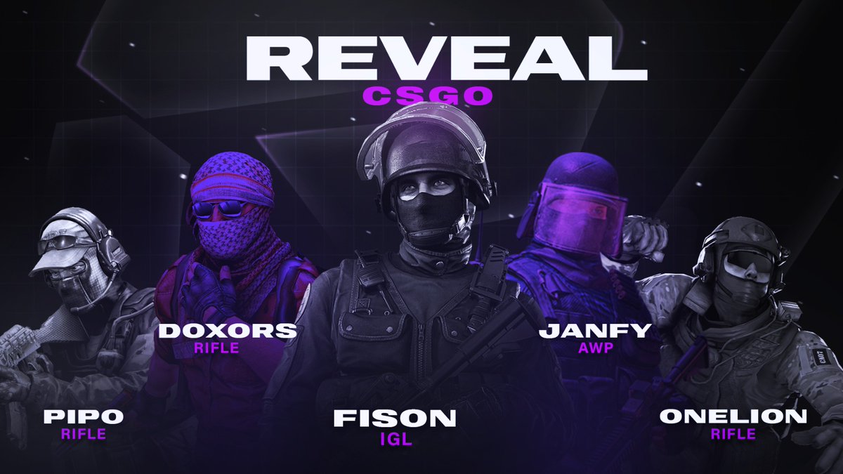 🔥We got a new Player for our MainTeam! <a href="/OneLionCS/">OneLion</a> is joining the team replacing #momo ! We are looking forward to see some very good results in the future!💜🤝

Rifle: <a href="/OneLionCS/">OneLion</a>
Rifle <a href="/doxorsCS/">doxors</a>
AWP: <a href="/janfycs/">janfy</a>
IGL: <a href="/fisoNcs/">fisoN.</a>
Rifle: <a href="/pipo_csgo/">pipo</a> 

#GoReveal