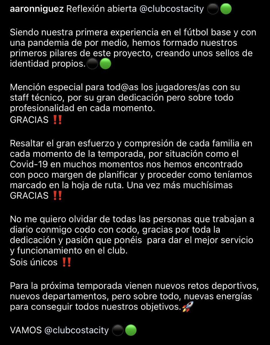 aaronniguez7's tweet photo. Reflexión abierta @clubcostacity ⚫️🟢 https://t.co/eLTTHM09Wj