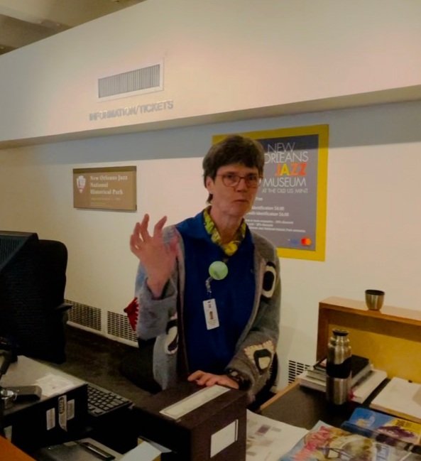 amyappy's tweet photo. Museum guide Regina at @nolajazzmuseum on appreciating #nola musicians: "They do get notoriously underpaid. Everyone knows that. Except for the tourists. They have no clue." #JEAai https://t.co/Rvw5qMoRe6