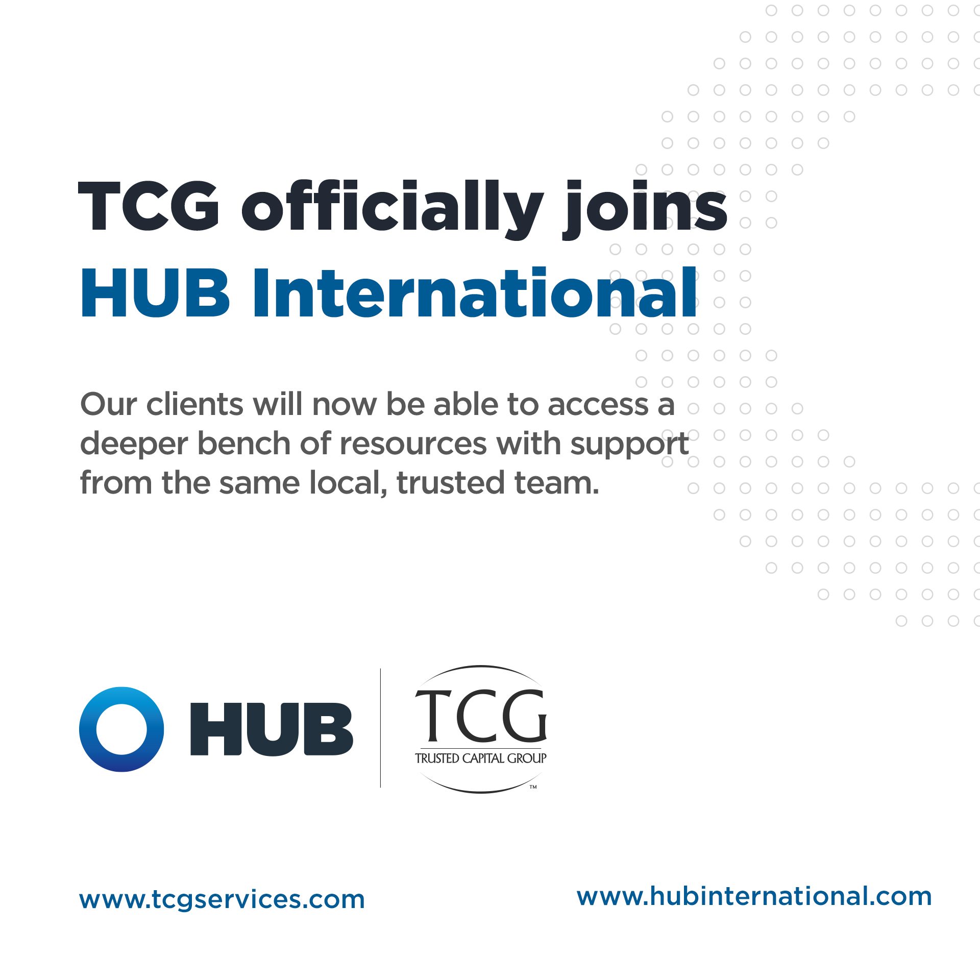 TCG, a HUB International Company on Twitter "It’s official! We are
