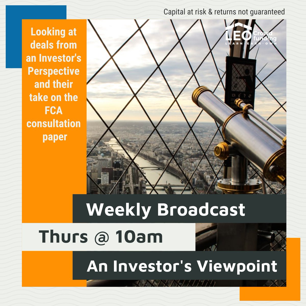 PropFundrs's tweet image. An Investor’s Perspective. 👀

We’ll be joined by the people who really matter when it comes to crowdfunding: The Investors. Join us on the broadcast to hear more from an investor’s perspective: 👇

bit.ly/WebSeries2TW

Capital at risk 

#investing #broadcast #crowdfunding