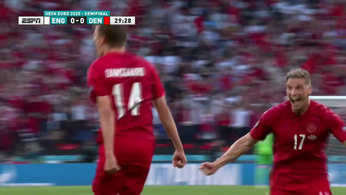 DAMSGAARD FOR DENMARK!

HE SCORES THE FIRST FREE KICK GOAL OF EURO 2020 😱