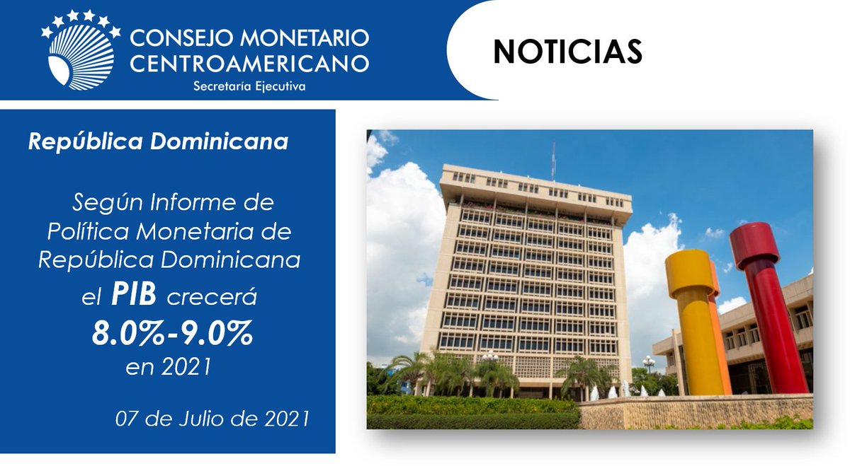 SECMCA (@secmca) on Twitter photo #RepublicaDominicana <a href="/BancoCentralRD/">Banco Central de la República Dominicana</a> El Banco Central de República Dominicana presentó el Informe de Política Monetaria de junio de 2021 en el cual estima que la actividad económica se expandiría en torno al rango 8.0%-9.0% en 2021.
Consultar en: secmca.org/informe-de-pol… #RepublicaDominicana <a href="/BancoCentralRD/">Banco Central de la República Dominicana</a> El Banco Central de República Dominicana presentó el Informe de Política Monetaria de junio de 2021 en el cual estima que la actividad económica se expandiría en torno al rango 8.0%-9.0% en 2021.
Consultar en: secmca.org/informe-de-pol…