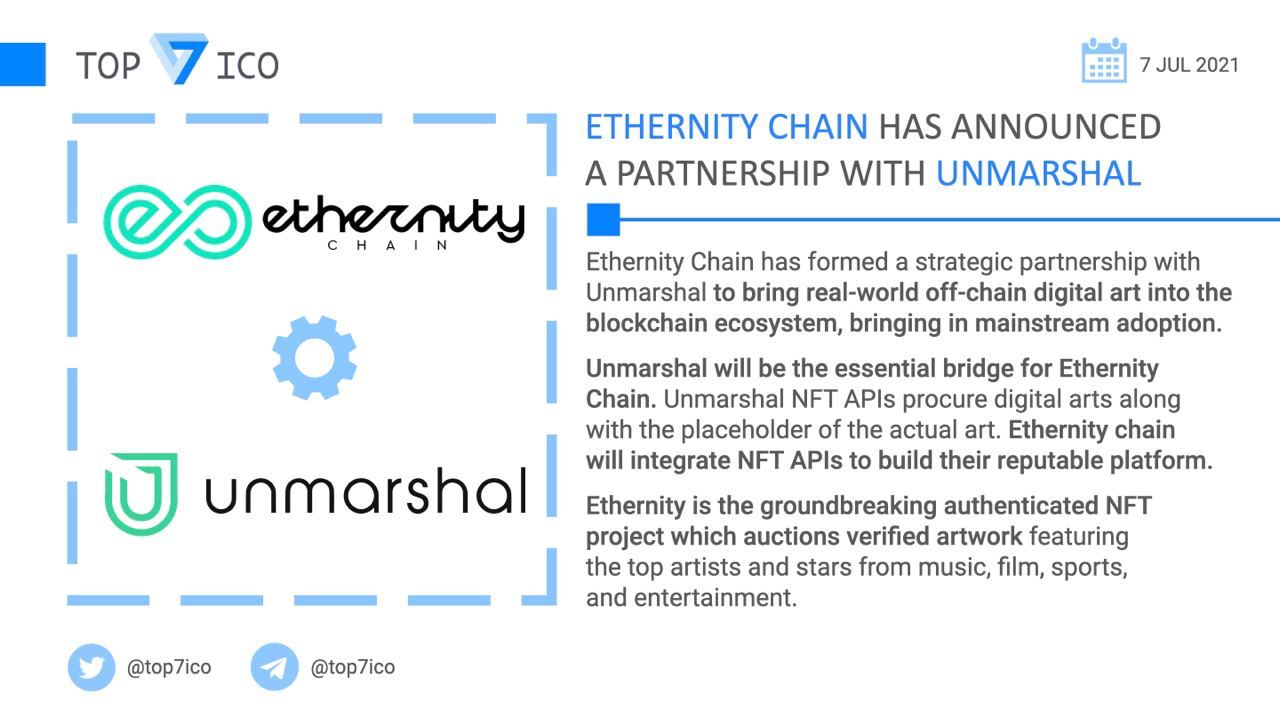 Top 7 Ico On Twitter Ethernity Chain Has Announced A Partnership With Unmarshal Ethernitychain Has Formed A Partnership With Unmarshal To Bring Real World Off Chain Digital Art Into The Blockchain Ethernity Chain Will