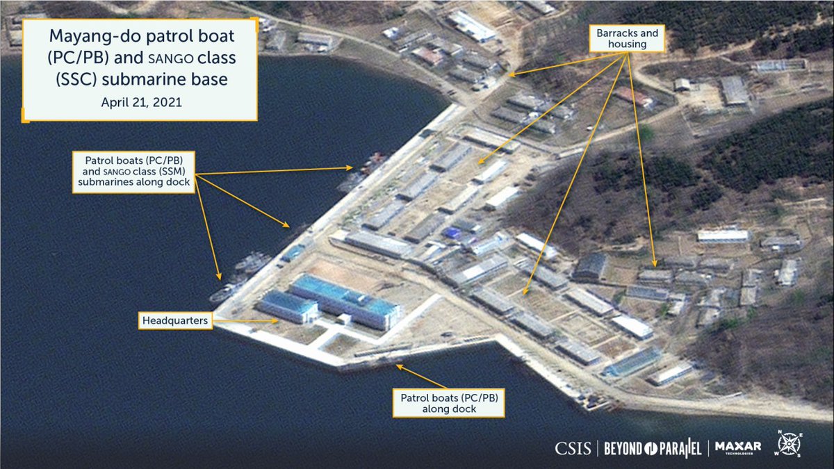 This issue is the second of several reports providing a unique view of the Sinpo South Shipyard, Sinpo area, and Mayang-do navy facilities using a remarkable high off-nadir (HON) image collected by Maxar Technologies during April 2021.