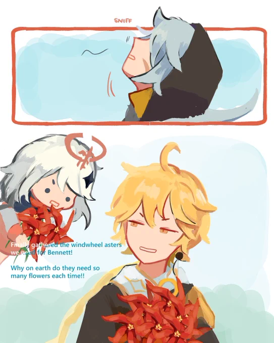 Eternal WIP its just a doodle lol of Razor and Aether

Razor really grown onto me being my main DPS from the start and his lines are just so straightforward it's refreshing TT

Genshin charas are still a pain to draw 🙂 