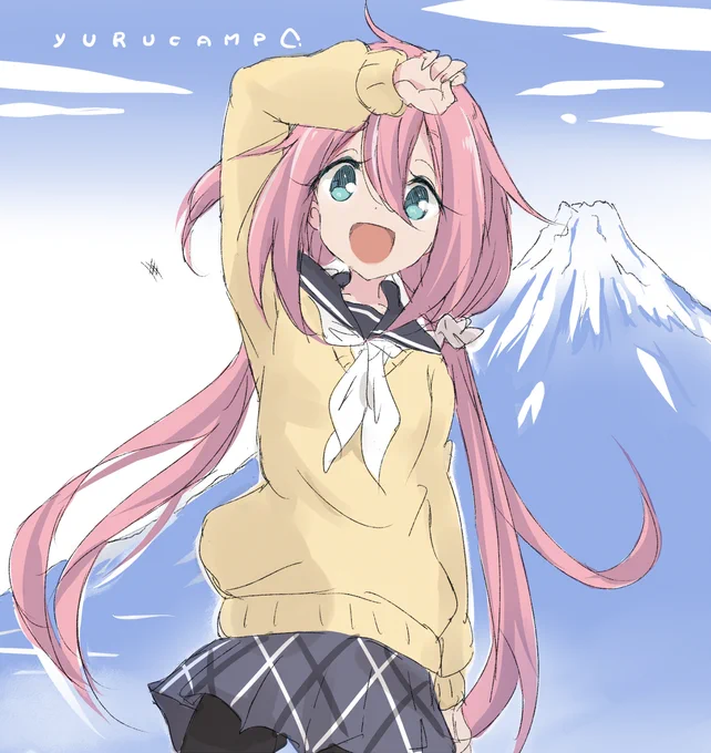 ふじさんとなでしこちゃん△ #ゆるキャン△ #各務原なでしこ https://t.co/HweafaUjkS 