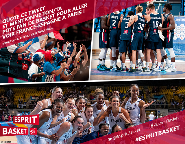 EspritBasket's tweet photo. #VousEtreUtile Gagnez 2 places de rêve (au bord du terrain 🤩) pour le double match 🇫🇷-🇪🇸 des Bleu(e)s ce samedi 10 juillet à Paris. Vivez un moment unique et inoubliable !

Pour participer 👉 citez ce tweet en mentionnant votre potentiel(le) accompagnant(e) 
😀 #EspritBasket https://t.co/JnttRYwRjR