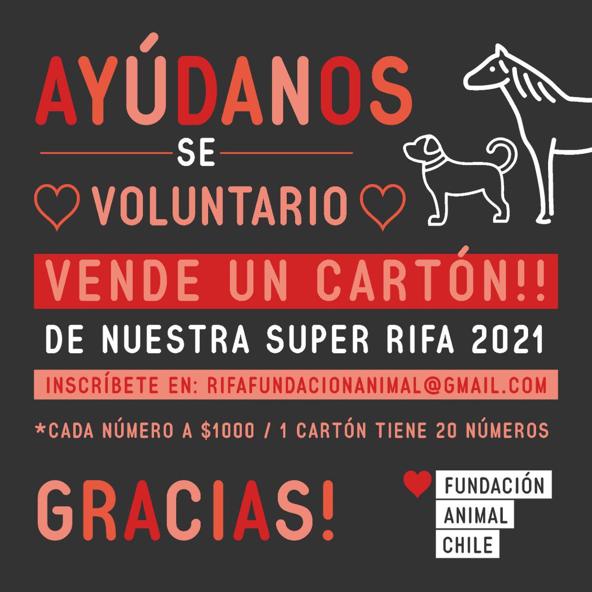 Ya comenzamos nuestra rifa! Nos ayudas a venderla?
Lxs necesitamos a todxs! escríbenos a rifafundacionanimal@gmail.com #RT
