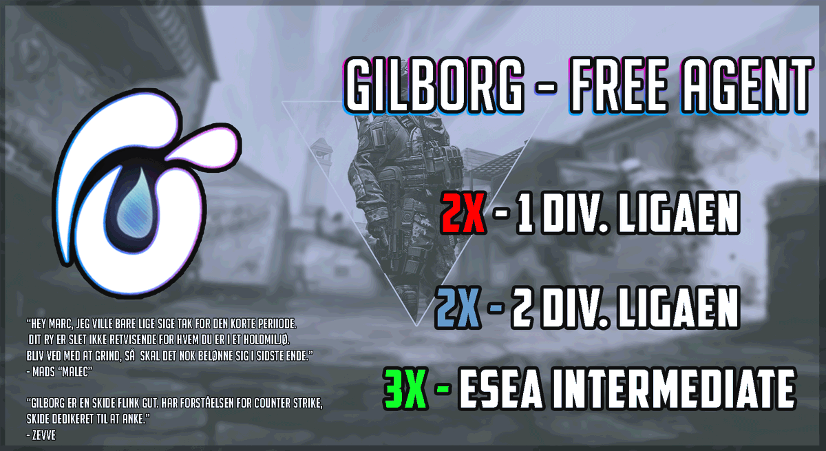 En kort periode hos @CerebrumGg slutter pludseligt! Men det stopper mig ikke fra at søge videre og motivation er høj for at nå langt! 

Jeg er nu FREE AGENT og er klar til nye udfordringer til næste sæson. Send en besked, hvis du mangler en supporter eller entry. 🔥
Retweet = ❤️