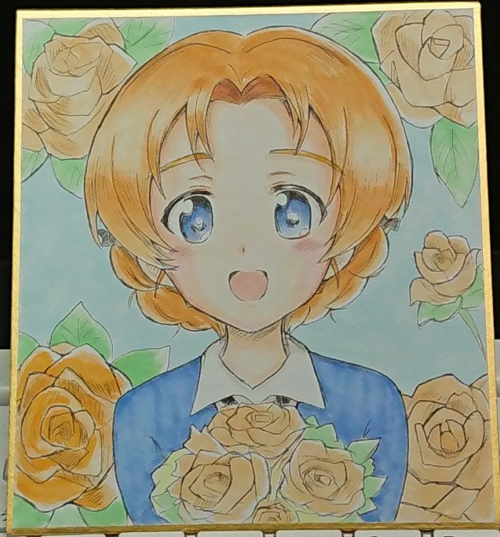 orange pekoe (girls und panzer) 1girl solo blue eyes flower school uniform smile braid  illustration images