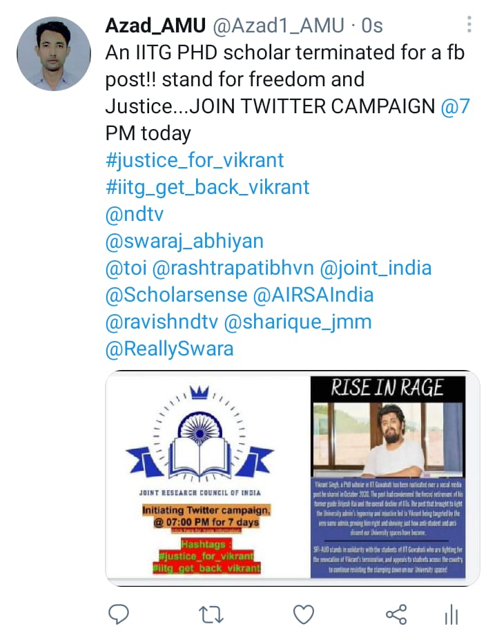 anupamsinghji's tweet photo. Research scholars also have right to speech and expression.
Take immediate necessary action to save future of a research scholar @narendramodi @EduMinOfIndia @ugc_india @PMOIndia @rashtrapatibhvn @CMOfficeAssam @IITGuwahati 
#justice_for_Vikrant 
#iitg_get_back_vikrant https://t.co/9fdx5Rbrp8