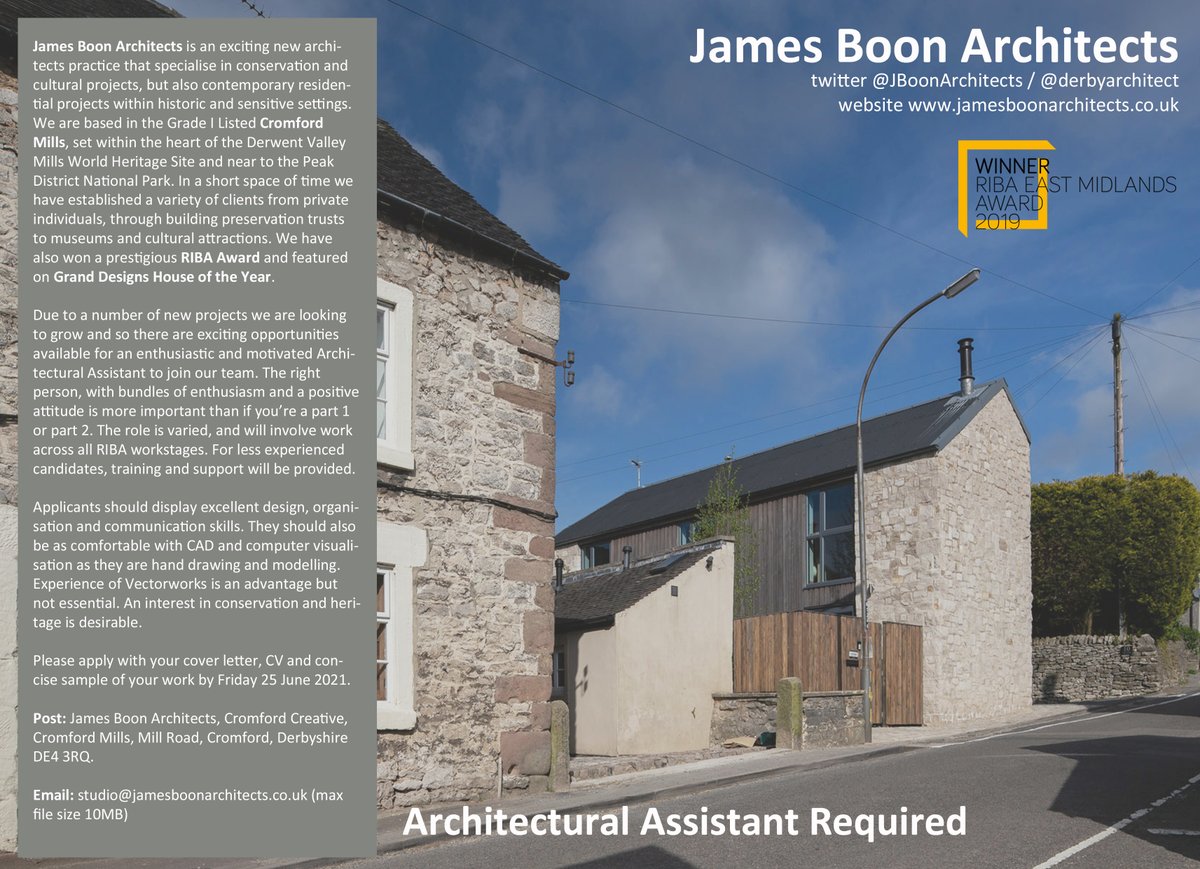 JBoonArchitects's tweet photo. A reminder that we are also looking for a Part 1 Architectural Student to join our team. Please #Retweet so as many students can see this as possible. Thanks! 
@ribaeastmidland @ndsa_info @DMUArchitecture @SSoA_news @TrentUni @UniofNottingham https://t.co/c5GuJrXUTn
