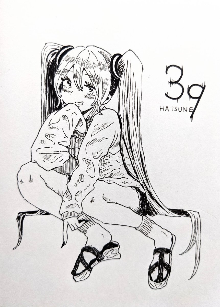 TLで初音ミクちゃんよく見かけたので
#初音ミクイラスト 