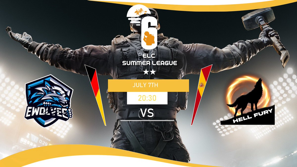 Euro League&Cup (@elc_esportsr6) on Twitter photo #ELCSummerLeague | Playday 1 -
Today :
* 19:30 CEST - BO 1 - Minor A
<a href="/AimxEsport/">AIMX Esport</a>
vs
<a href="/VegaEsport/">VEGA Esport</a>
* 21:00 CEST - BO 1 - Minor B
@eWolvesACDR6
vs
#HELL_FURY
* 21:00 CEST - BO 1 - Major A
@Direct_GG_
vs
#Team_Alpha #ELCSummerLeague | Playday 1 -
Today :
* 19:30 CEST - BO 1 - Minor A
<a href="/AimxEsport/">AIMX Esport</a>
vs
<a href="/VegaEsport/">VEGA Esport</a>
* 21:00 CEST - BO 1 - Minor B
@eWolvesACDR6
vs
#HELL_FURY
* 21:00 CEST - BO 1 - Major A
@Direct_GG_
vs
#Team_Alpha
