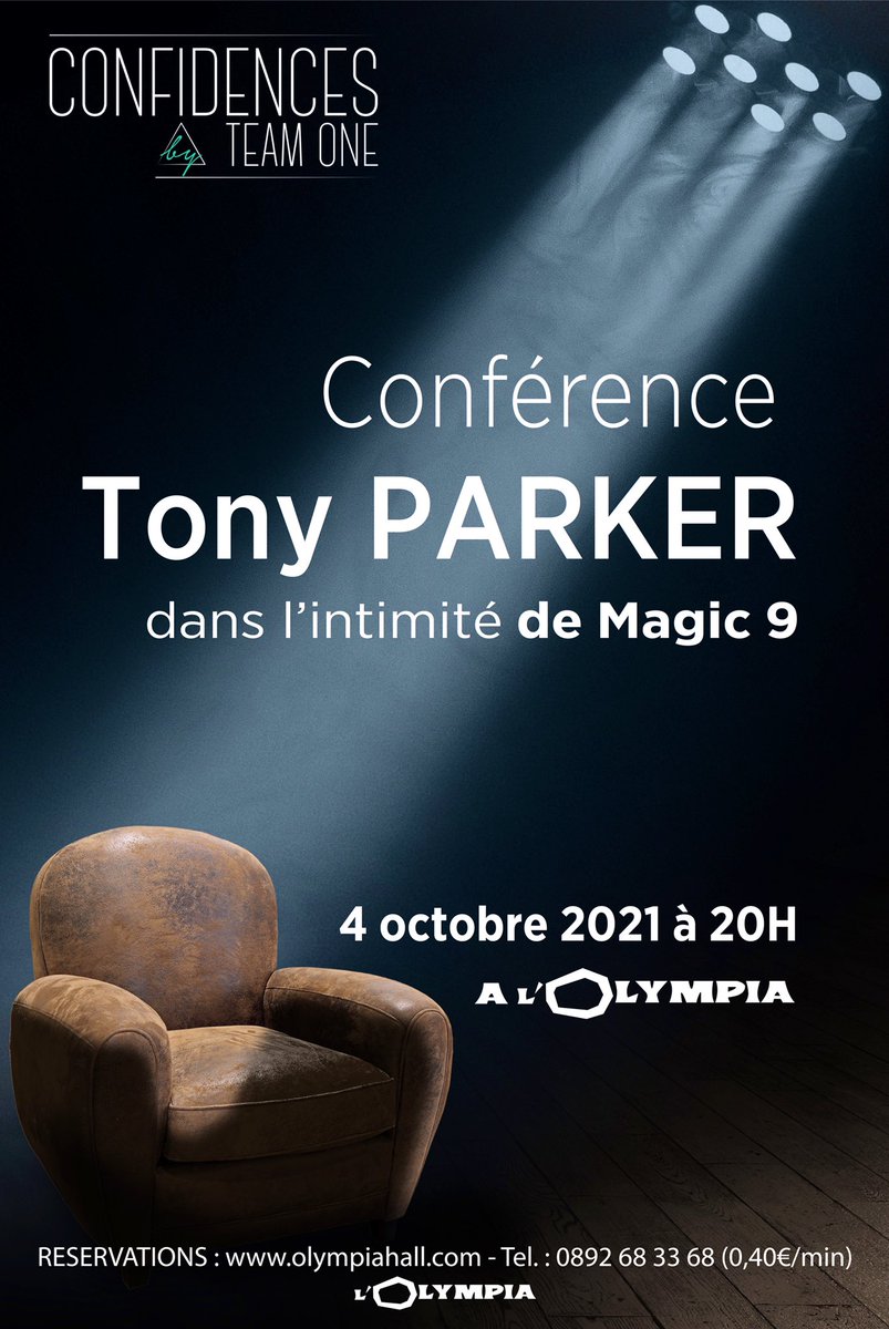 heureux d officialiser nos nouvelles « confidences » 
<a href="/michel_denisot/">Michel Denisot</a> dans l intimité de <a href="/tonyparker/">Tony Parker</a> à <a href="/OLYMPIAHALL/">L'Olympia</a> 
Tous bénéfices reversés à infinity care le fonds de dotation de Tony.
La billetterie (très limitée) est ouverte sur olympiahall.com 
<a href="/TEAMONEGROUPE/">Team One Groupe</a>