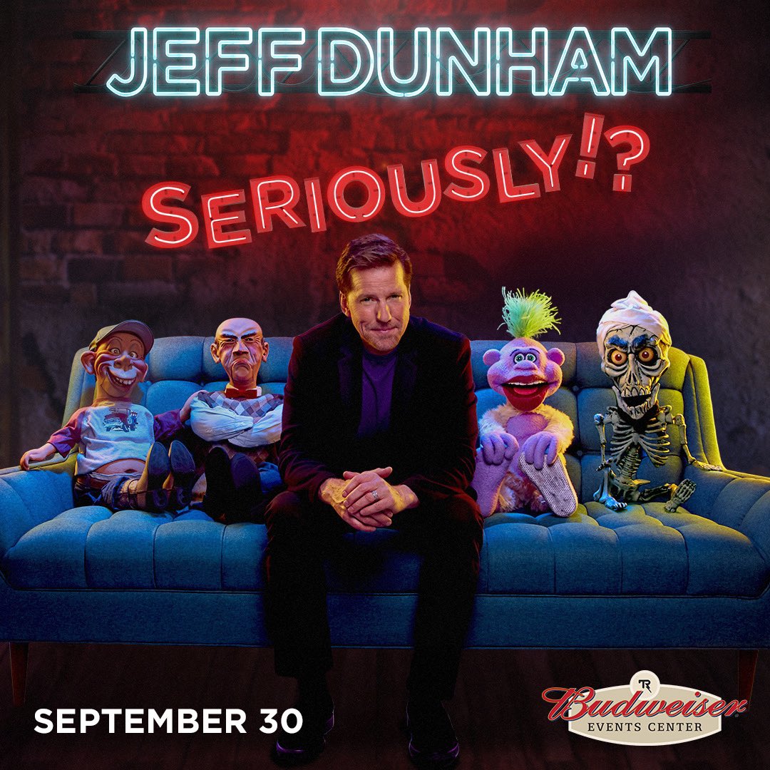 BudEventsCenter's tweet image. ANNOUNCEMENT!

JEFF DUNHAM: SERIOUSLY!? |  Thursday, September 30, 2021  |  Tickets go on sale Monday, July 12 @ 10 a.m. 

For more info visit --&amp;gt; bit.ly/JeffDunhamBEC