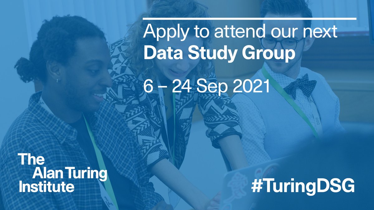 ⭐️ Applications are OPEN for the next Data Study Group!

📉 #TuringDSG provides a fantastic opportunity for #EarlyCareerResearchers to rapidly develop their #DataScience skills using real-world data

📊 Challenges from <a href="/UKDRI/">UK Dementia Research Institute</a> and <a href="/DEMONNetworkUK/">DEMON Network</a>

➡️ Apply: bit.ly/DSGSep2021