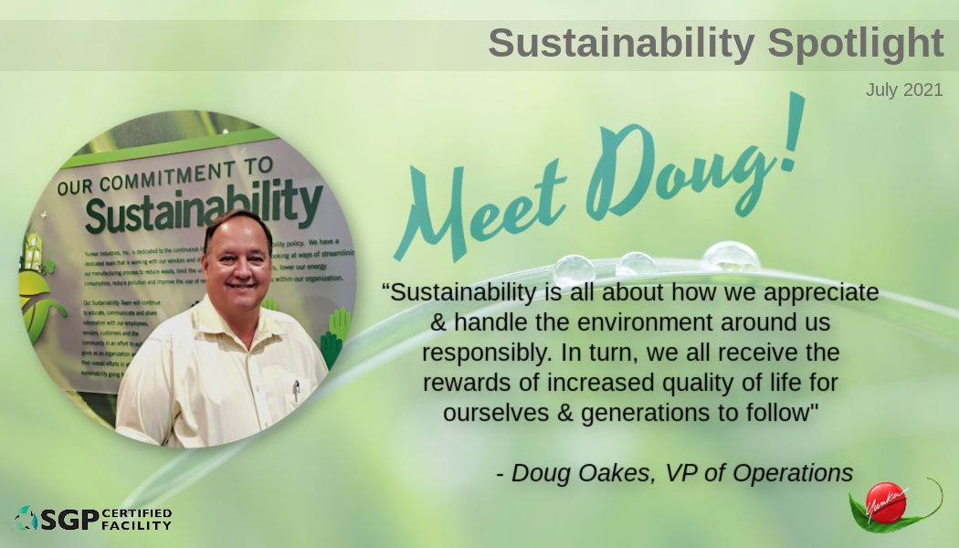 YunkerInd's tweet image. Meet Doug, who is a key member of the Safety &amp;amp; #Sustainability Committee @YunkerInd. Thank you for your continued efforts with the @UPS Carbon Neutral Shipper program and our @SGPPartnership certification.
#culture #workingtogether #partnerships