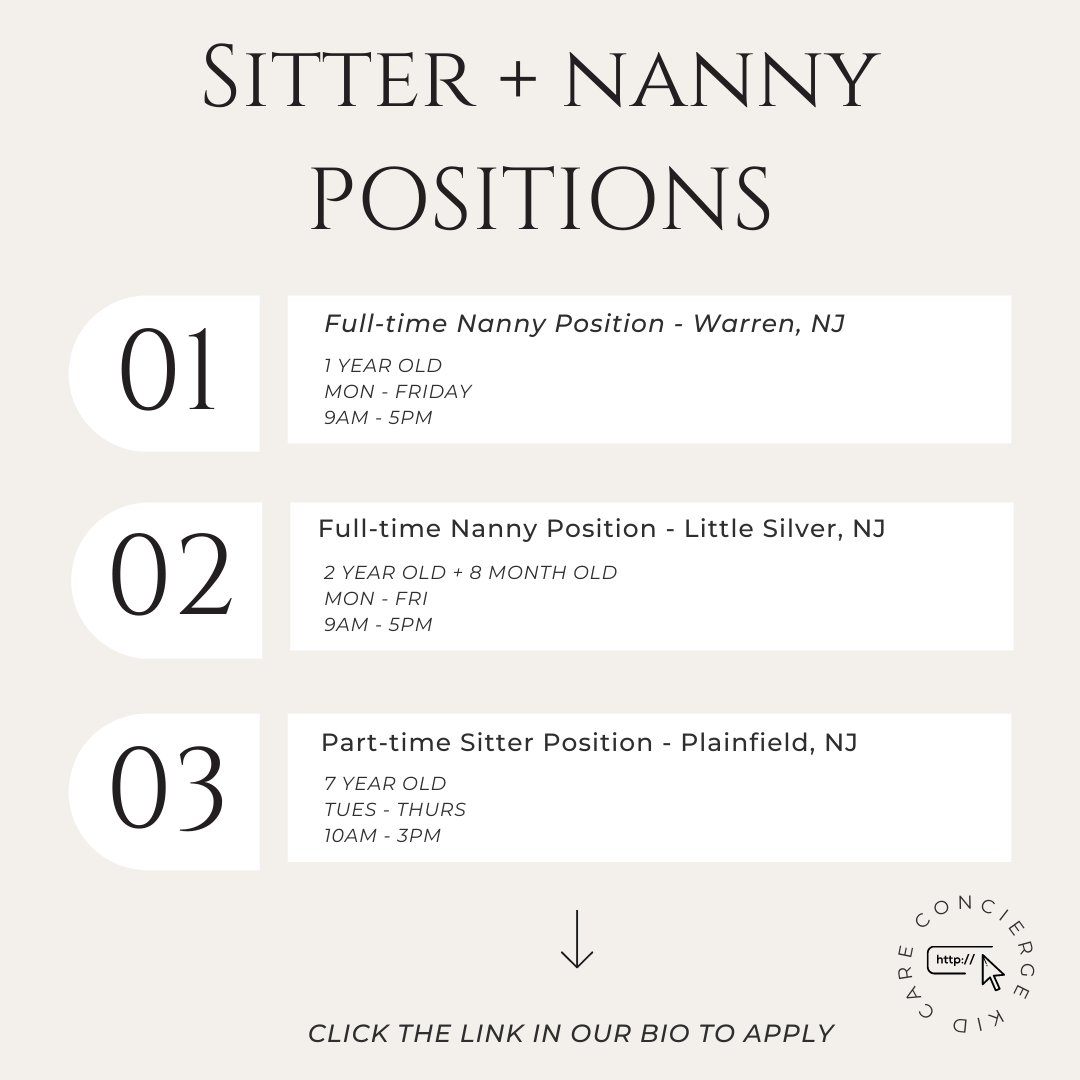 kidcareconcierg's tweet photo. We have a few positions open! Spread the word. Apply on our website today!

#hiring #sitters #nannies #fulltime #parttime #spreadtheword #newjersey https://t.co/iF3pq7Vulv