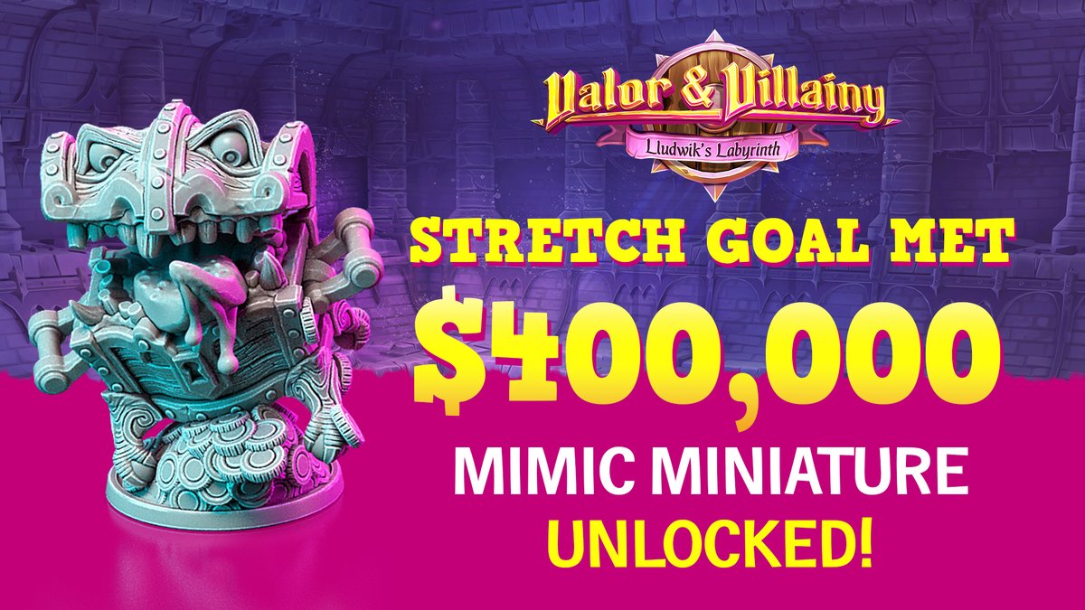 Stretch goal met! 🎊 Thanks to you, we unlocked the Mimic mini. Available with the Deluxe Edition game.

Back #LludwiksLabyrinth on Kickstarter: bit.ly/2ShqMJn