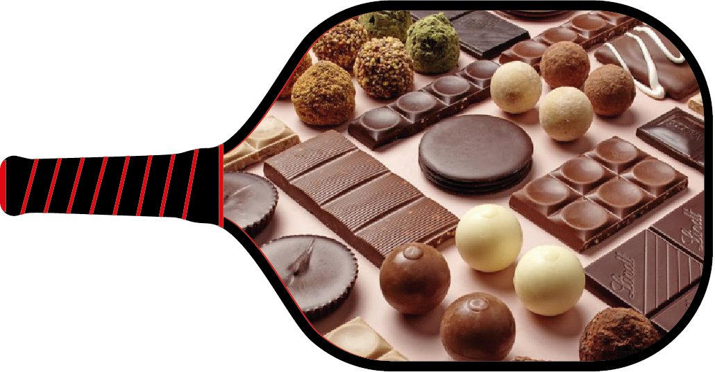 World Chocolate day.  This paddle combines our passion for pickleball with our love of chocolate.  Might be a bit distracting to play with though!