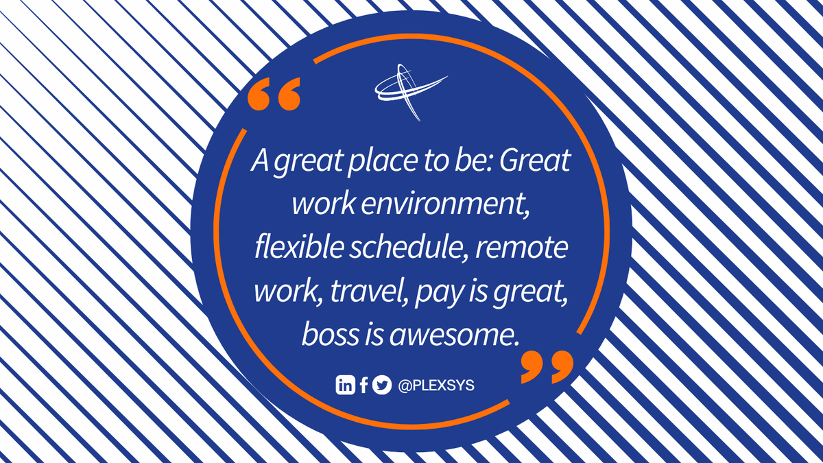 PLEXSYS's tweet photo. Check out this short and sweet review left by one of our team members on Glassdoor. Ready to join our team? We're hiring!
See current openings: https://t.co/dM3MAQCSGu
#companyculture #employeeengagement #workculture #nowhiring #plexsys #hirevets https://t.co/YI1enFERCM