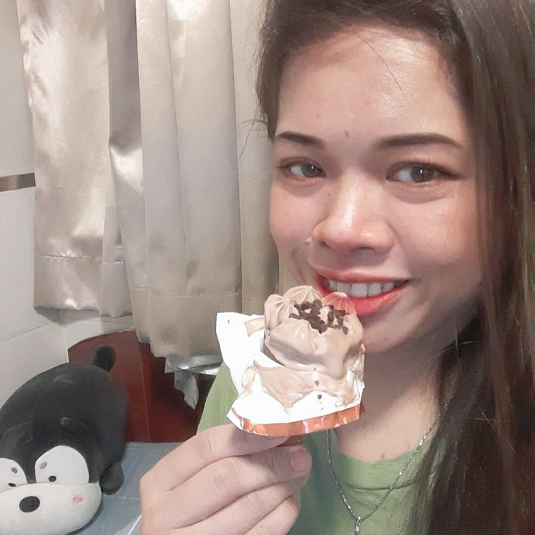 Sharing my chocolate drumstick ice cream to all of you with my love love my cutie dogie stuff toy at my back. HAPPY WORLD CHOCOLATE DAY..🍦😍