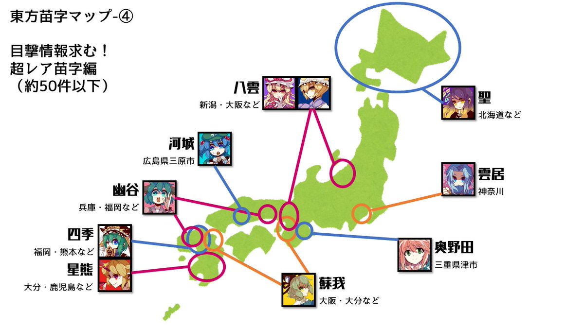 どこに行けば東方キャラの苗字に会えるのか のマップを作った人現る さまざまな興味深い事実が読み取れるマップに Togetter どこに行けば東方キャラの苗字に会えるのか のマップを作った人現る さまざまな興味深い事実が読み取れるマップに Togetter