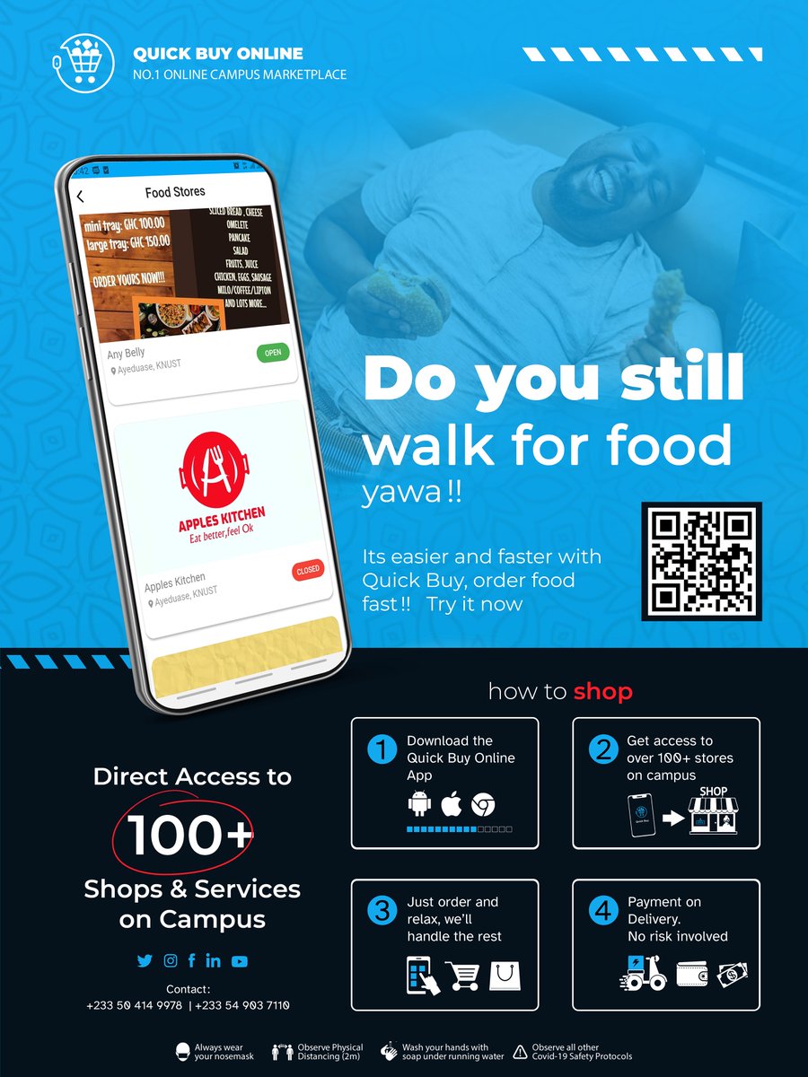KNUST_Live's tweet photo. #Ad 

Hard guy but you still walk to get food, download 
@quickbuy_online and order your favourite meal on campus with @quickbuy_online.

Download the app on playstore &amp; App Store; https://t.co/xlQuOzRKuK

#MadeInKNUST #startup #quickbuyonline #knust https://t.co/WodxjsgYVR