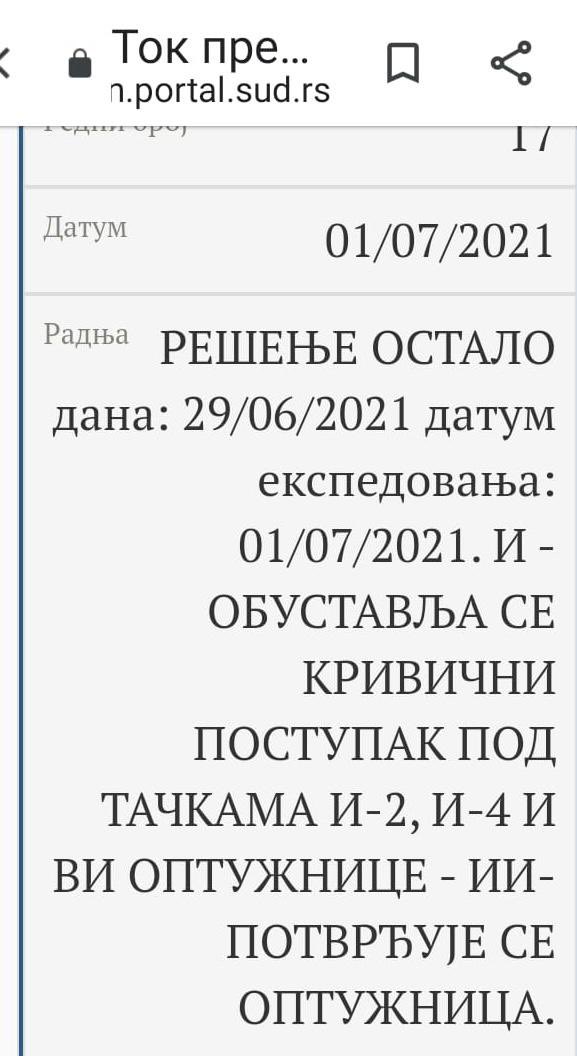 Introvertna1's tweet photo. Не верујете ми, је л’? Рекла сам вам да износим само тачне информације. Дакле, што се тиче оптужнице против Мике Алексића, обустављен је кривични поступак под тачкама (види доле). Хеј #N1 #rts @novarsonline @ALOnovine @KurirVesti @Blic_online @InformerNovine @takodobra https://t.co/x37kXoXlNi