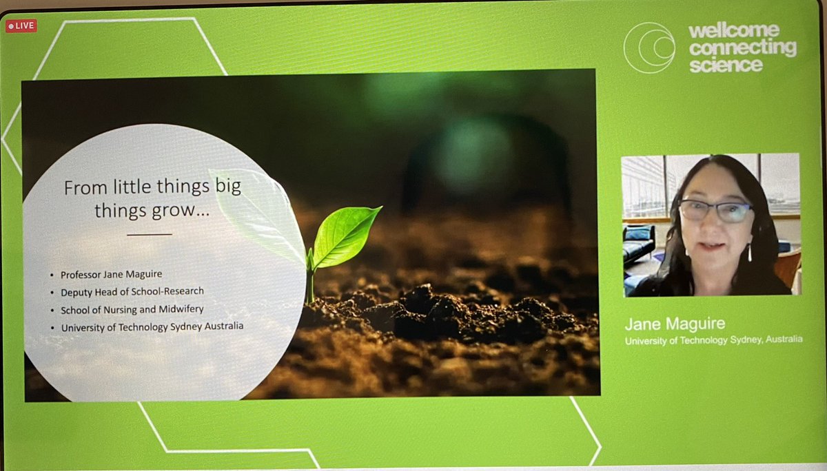 annparviainen's tweet photo. Prof. @janemaguire9 @UTSEngage @GenRE_australia presents “From little things, big things grow” during the @eventsWCS Nursing, Genomics and Healthcare 2021 Conference #GenomicsinNursing2021 @KCalzone @ISONG_news @JulkunenKatri @G2NA4health @emmattonkin https://t.co/PHYdTExBjP