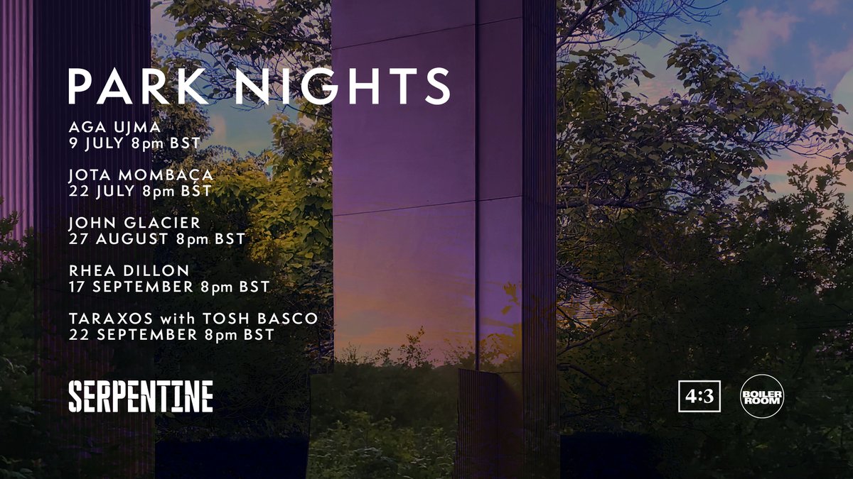 We’ve partnered with @SerpentineUK to broadcast the 2021 edition of its experimental, interdisciplinary live series, Park Nights. Get notified when the broadcasts go live: blrrm.tv/serpentine