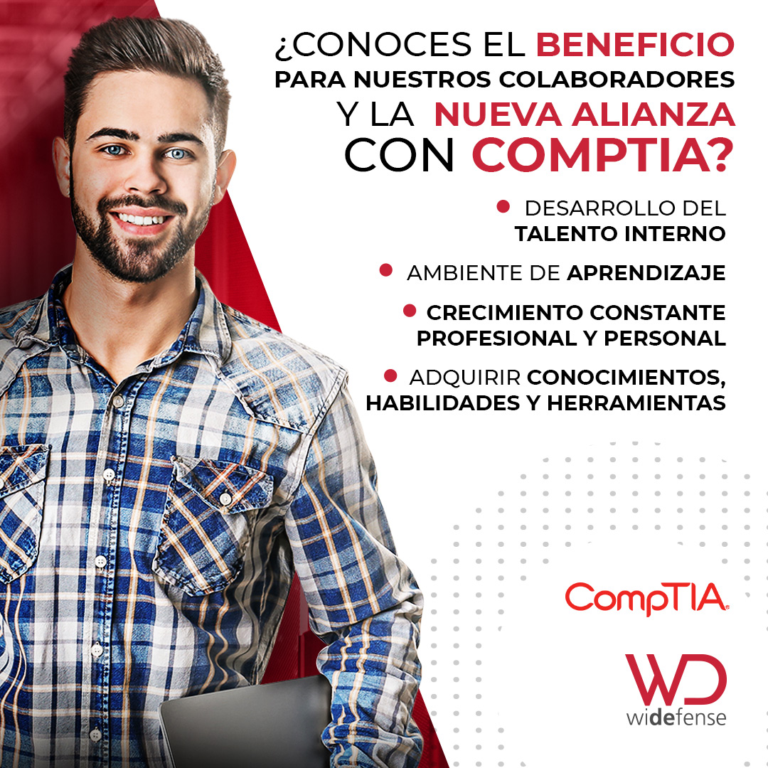 widefense's tweet photo. ¿Conoces el beneficio que tenemos junto a nuestro nuevo partner académico #CompTIA?
¿Buscas profesionales en #ciberseguridad con trayectoria?
Habla con uno de nuestros especialistas en: https://t.co/w7OrutGLly o contáctanos a través del WhatsApp +56  9 7569 9259 https://t.co/UUYCuR7CQP
