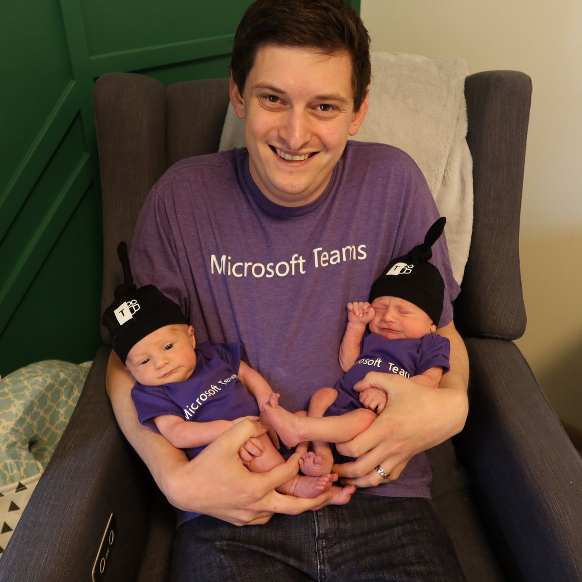 maxafritz's tweet image. Introducing my new sources of happiness and the reasons I won’t sleep, Nash &amp;amp; Myles! And of course, already sporting the #MicrosoftTeams gear! #twinboys #coronials
