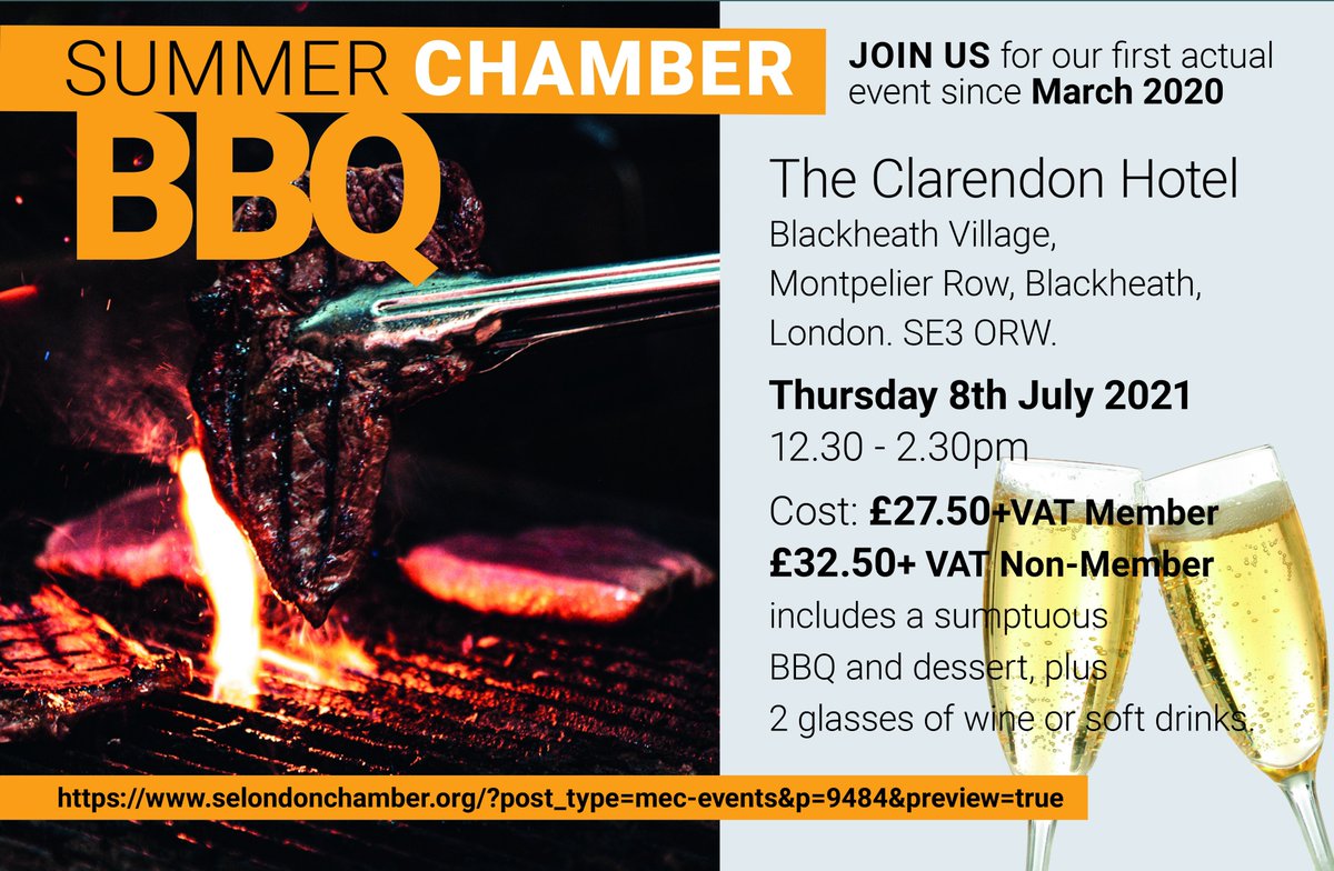 SELondonChamber's tweet photo. This is it! 🍖🥓🥩🥪🍻🥂😎😋
Grab a last minute ticket for tomorrow's - #SELCC Summer BBQ @ClarendonH in Blackheath - Thur, 8 July - 12.30 - 1.30pm 🎟️🎟️🎟️
Looking forward to seeing faces old and new... IN REAL LIFE for fun, sun, food, and networking!
https://t.co/tEmHirHhwX https://t.co/eMwyDTcQmj