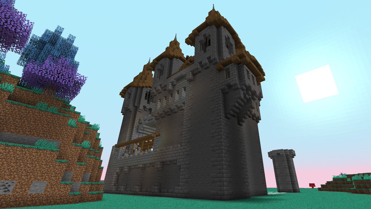 Devilish_QT's tweet photo. I can hardly believe the 1st castle on my ATM6 server is nearing completion! Don't ask me how a plague doctor ended up on the roof? I've no idea. LOL. The towers in the upper left corner? Also has a large plus sign shaped house. It's so cool!
#Minecraft #GrandmaGamer #ATM6SMP https://t.co/G215xdf9PF