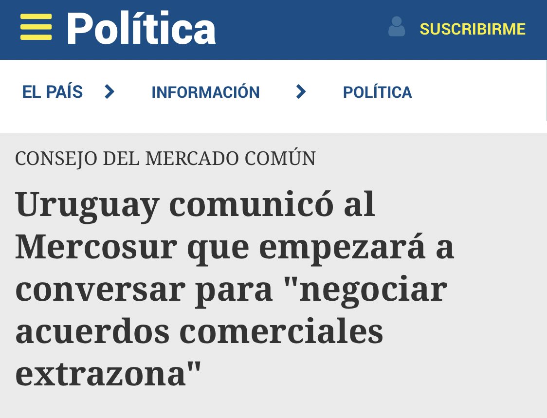 i_bartesaghi's tweet photo. Ya era hora. Parece que finalmente, Uruguay 🇺🇾 está asumiendo que no debemos seguir perdiendo los trenes del desarrollo económico por países que, en pleno siglo XXI,
niegan los beneficios de la apertura comercial. Adelante, mejor pedir perdón que permiso. https://t.co/TAs0H41WtB