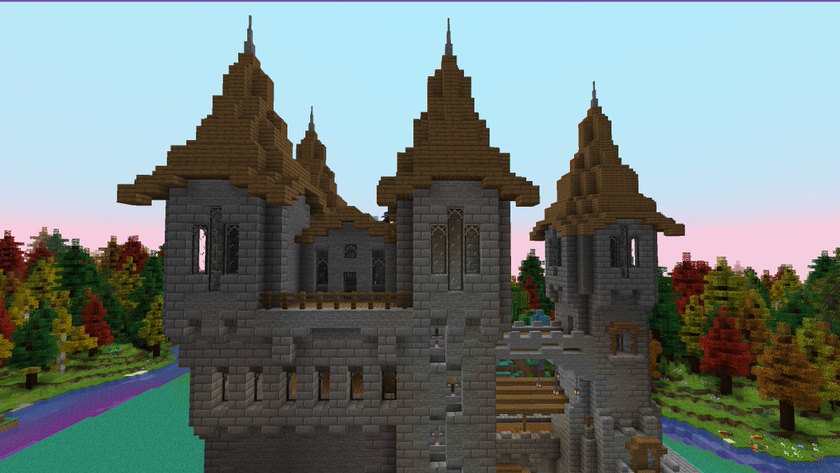 Devilish_QT's tweet photo. I can hardly believe the 1st castle on my ATM6 server is nearing completion! Don't ask me how a plague doctor ended up on the roof? I've no idea. LOL. The towers in the upper left corner? Also has a large plus sign shaped house. It's so cool!
#Minecraft #GrandmaGamer #ATM6SMP https://t.co/G215xdf9PF