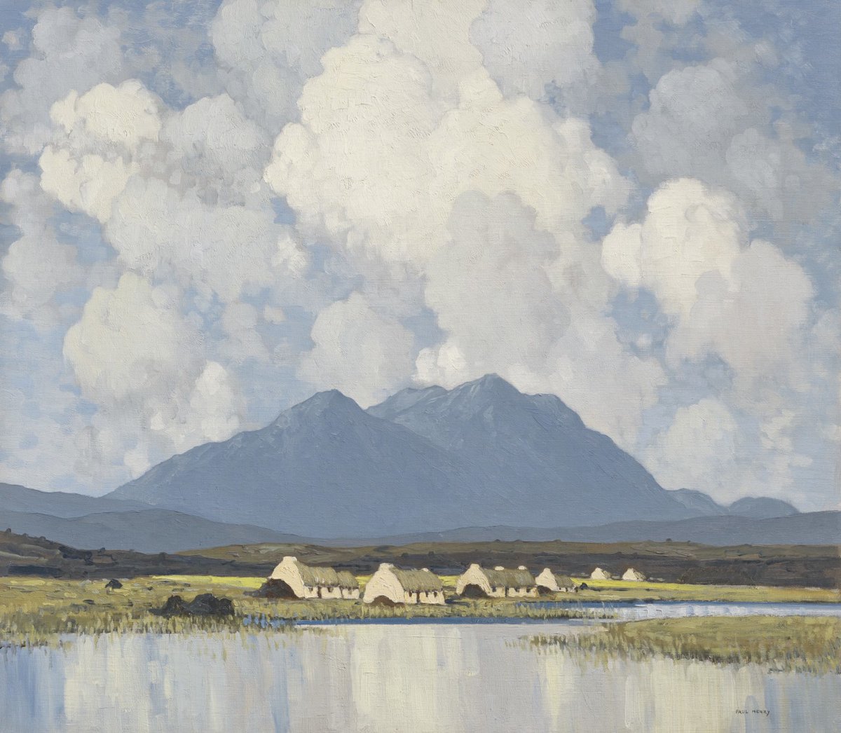ChristiesInc's tweet photo. #WhatIsAClassic Considered by many to be the most recognisable Irish landscape artist of the 20th century, #PaulHenry is known for his lush vistas of the West of Ireland, replete with towering cumulonimbus clouds and calm lakes: https://t.co/yBlraAVLpU #ClassicWeekLondon https://t.co/vezNOVFSJO